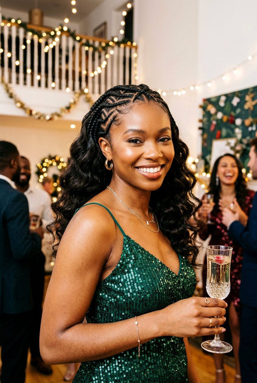 Criss Cross Cornrows With Wavy Finish - 20 straight back cornrows with curly ends - 20 straight back cornrows with curly ends