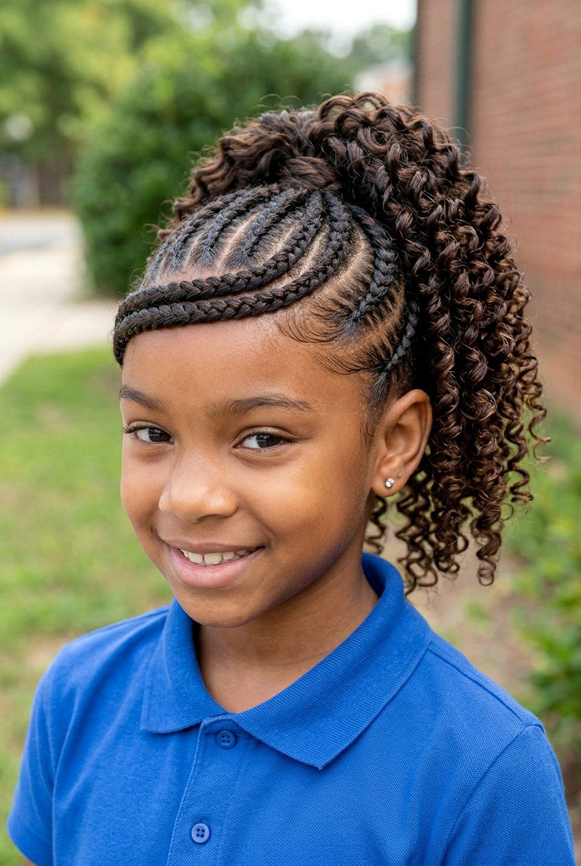 Criss Cross Cornrows with Curly Ponytail - 20 little girls cornrows with curly ponytail - 20 little girls cornrows with curly ponytail