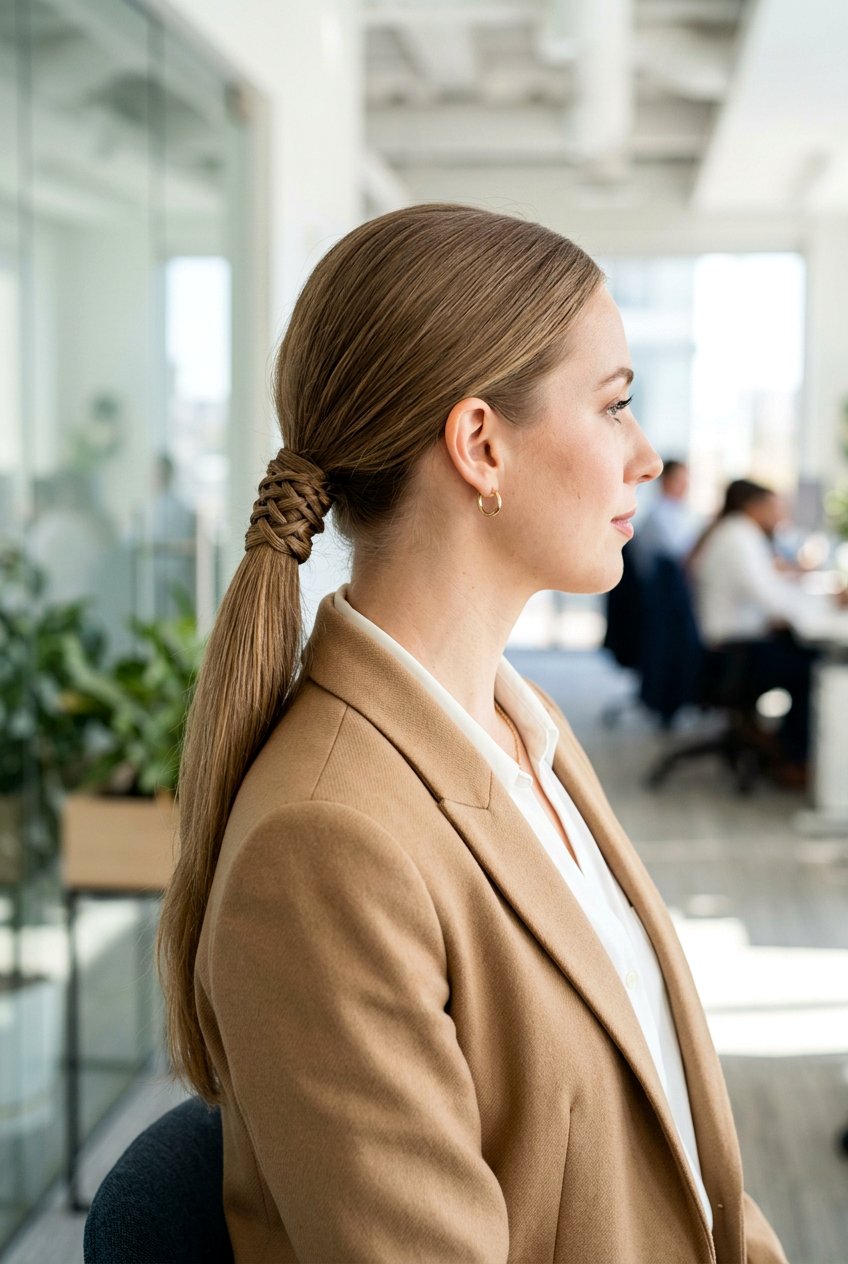 Criss Cross Low Ponytail - 20 elegant office ponytail for fine hair - 20 elegant office ponytail for fine hair