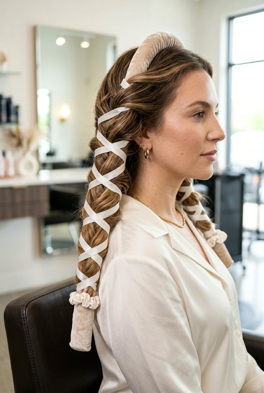 Criss Cross Ribbon Heatless Waves - 20 heatless waves for long layered hair - 20 heatless waves for long layered hair