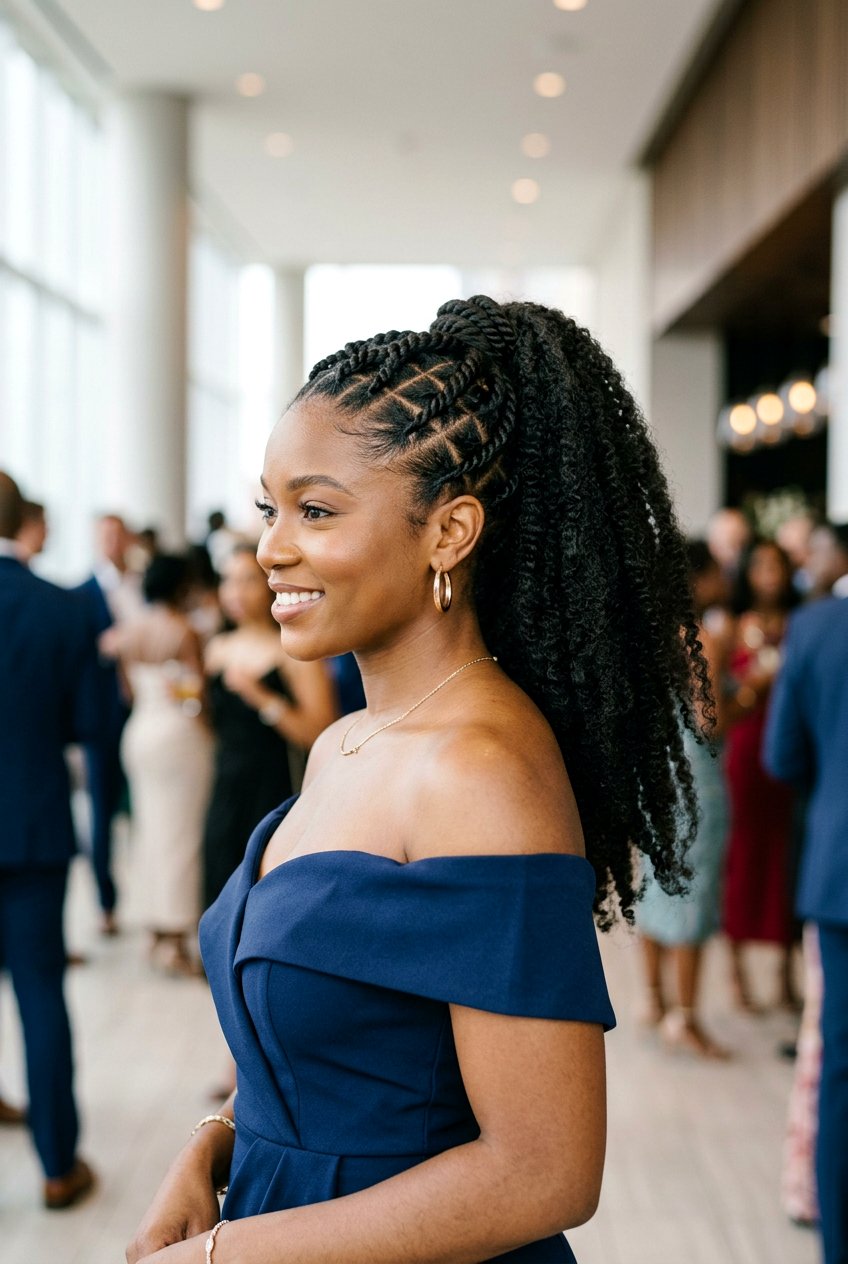 Criss cross flat twist ponytail - 20 flat twists into ponytail - 20 flat twists into ponytail