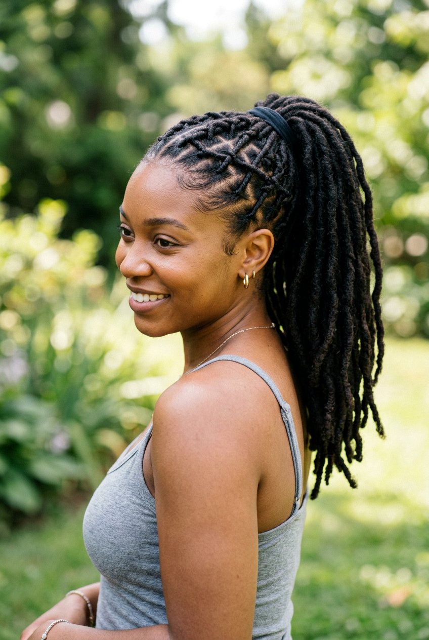 Criss cross loc braids - 20 braided loc styles for women