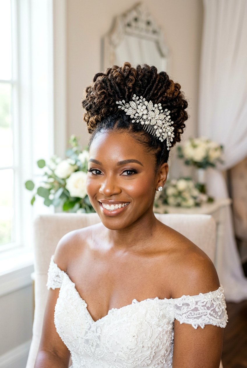 Crochet Updo For Natural Hair Wedding Look - 20 natural bridal hairstyles for black women - 20 natural bridal hairstyles for black women