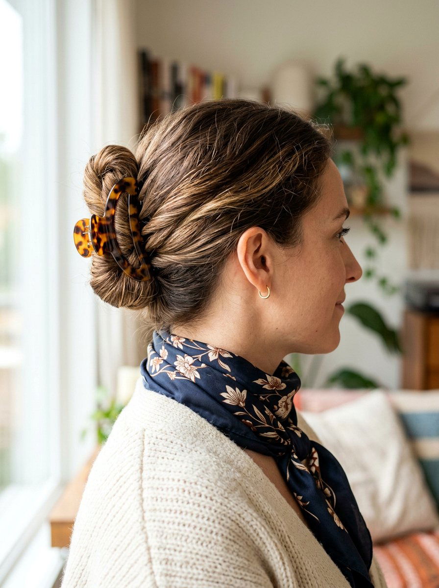 Croissant Bun With Claw Clip - 20 travel friendly claw clip hairstyle - 20 travel friendly claw clip hairstyle