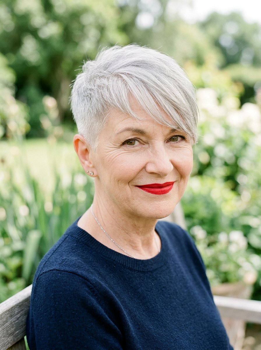 Cropped Pixie With Side Swept Bangs - 20 pixie cut with side swept bangs for older women - 20 pixie cut with side swept bangs for older women