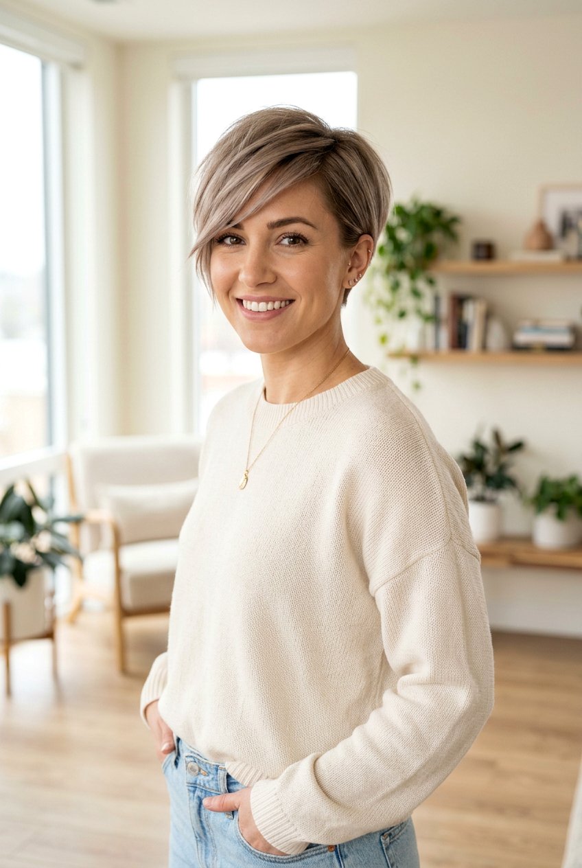 Cropped Pixie With Side Swept Bangs - 20 sleek cropped pixie haircut - 20 sleek cropped pixie haircut