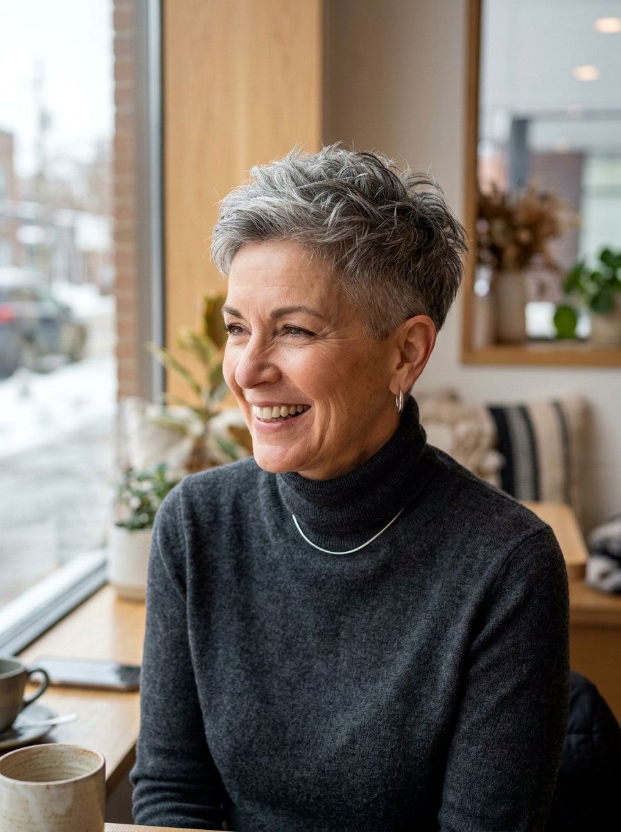 Cropped Pixie - 20 easy hairstyle for mature women over 50 - 20 easy hairstyle for mature women over 50