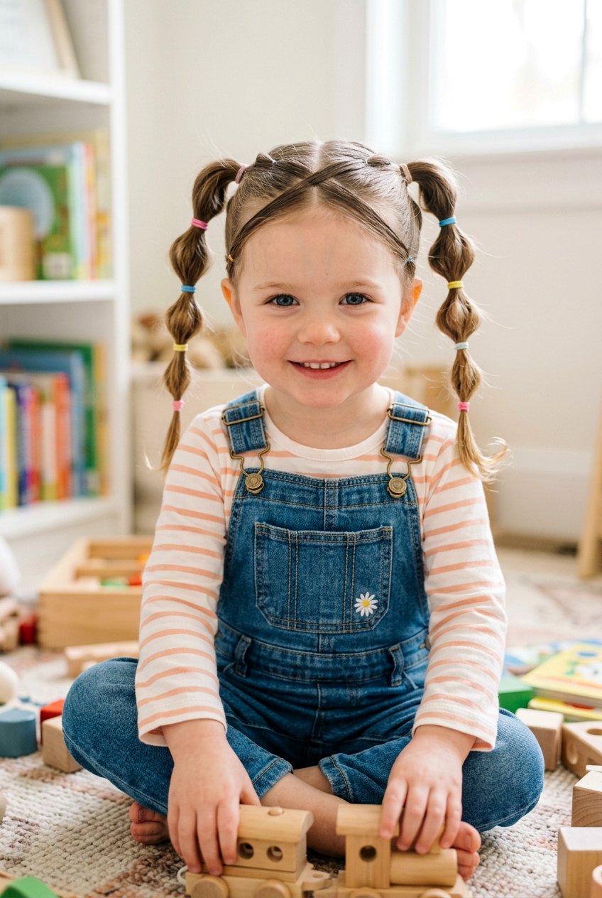 Crossed Bubble Pigtails - 20 toddler pigtail ideas - 20 toddler pigtail ideas