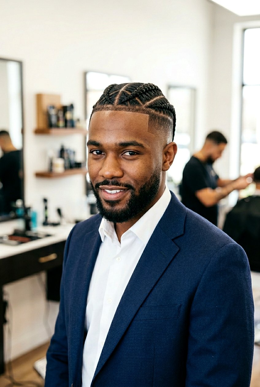 Crossed Cornrows With Taper Fade - 20 cornrows with taper for men - 20 cornrows with taper for men