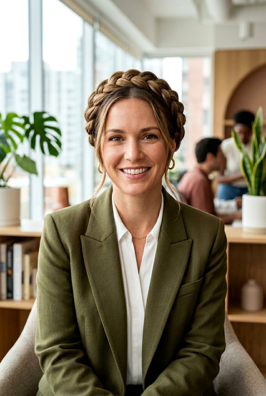 Crown Braid - 20 polished hairstyle for job interview - 20 polished hairstyle for job interview