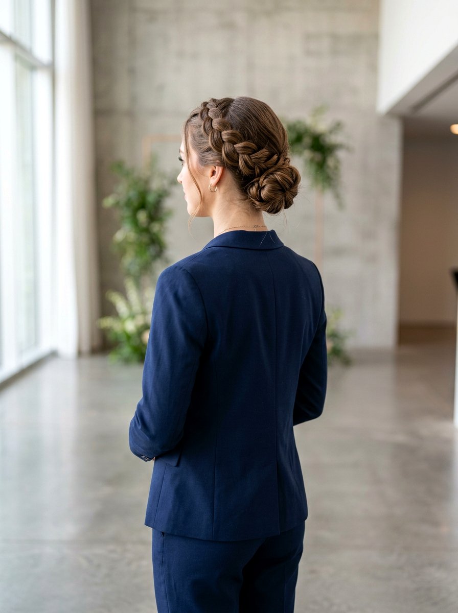 Crown Braid Bun - 20 cute bun hairstyle ideas for work - 20 cute bun hairstyle ideas for work