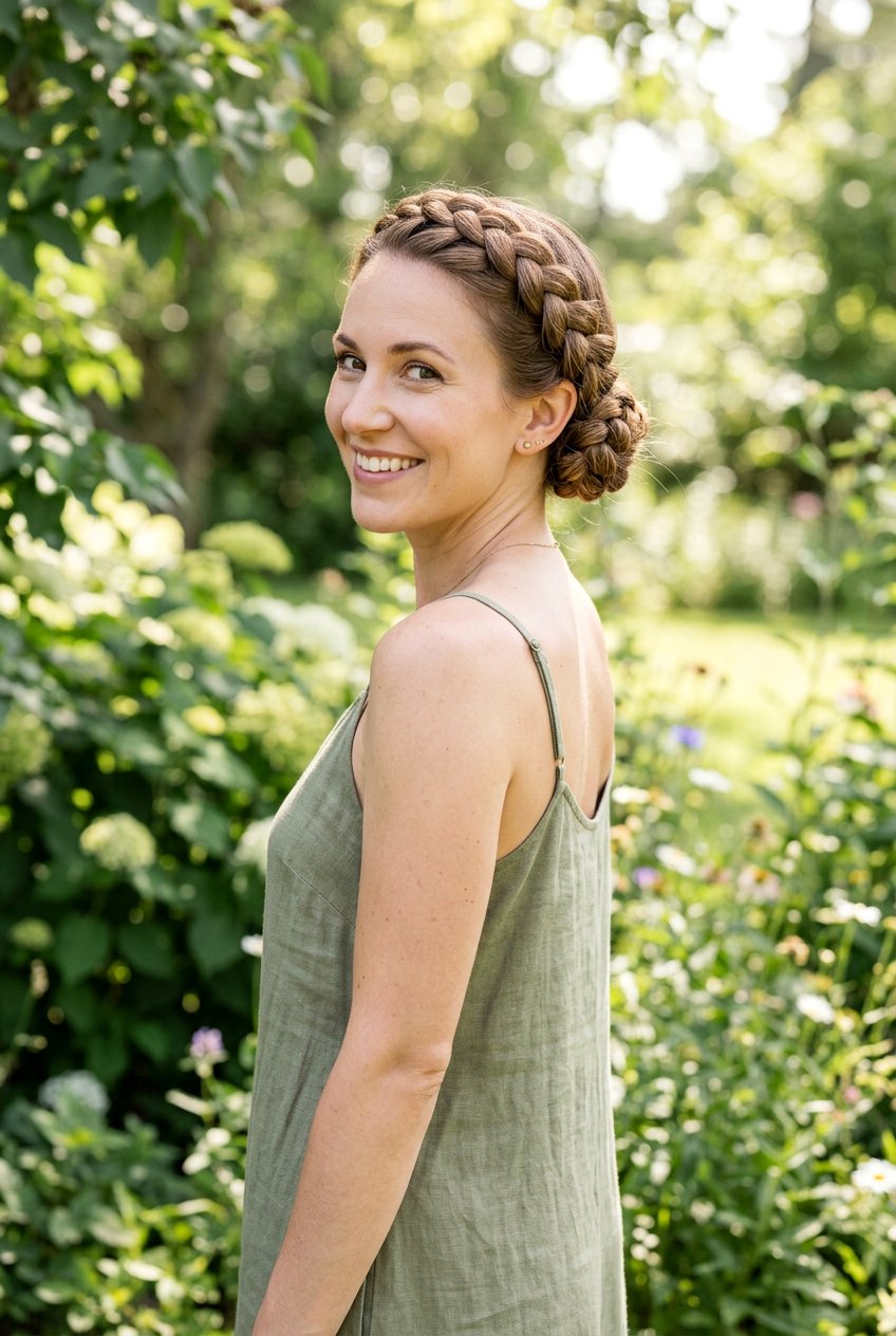 Crown Braid Bun For Camping - 20 camping braid bun hairstyle - 20 camping braid bun hairstyle