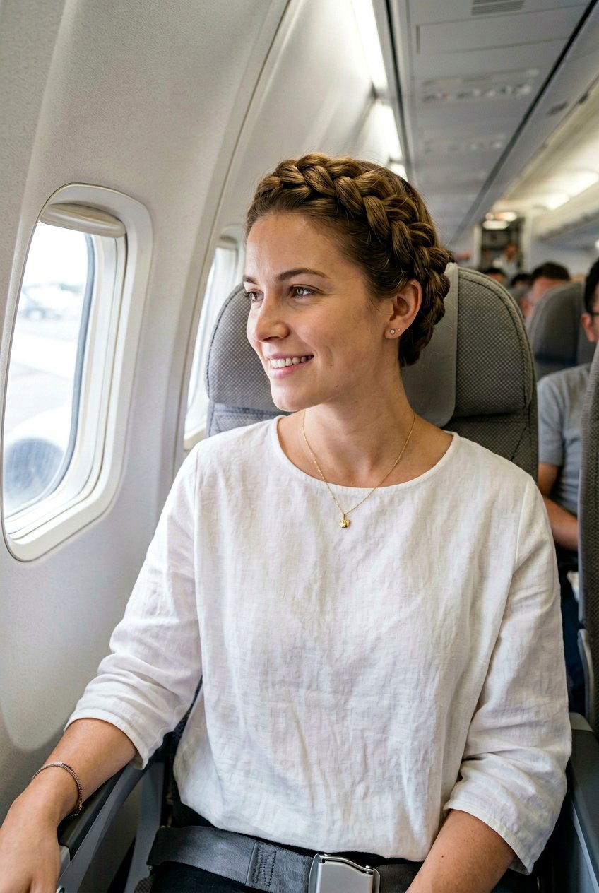 Crown Braid For Airplane Travel - 20 airplane hairstyles for long hair - 20 airplane hairstyles for long hair