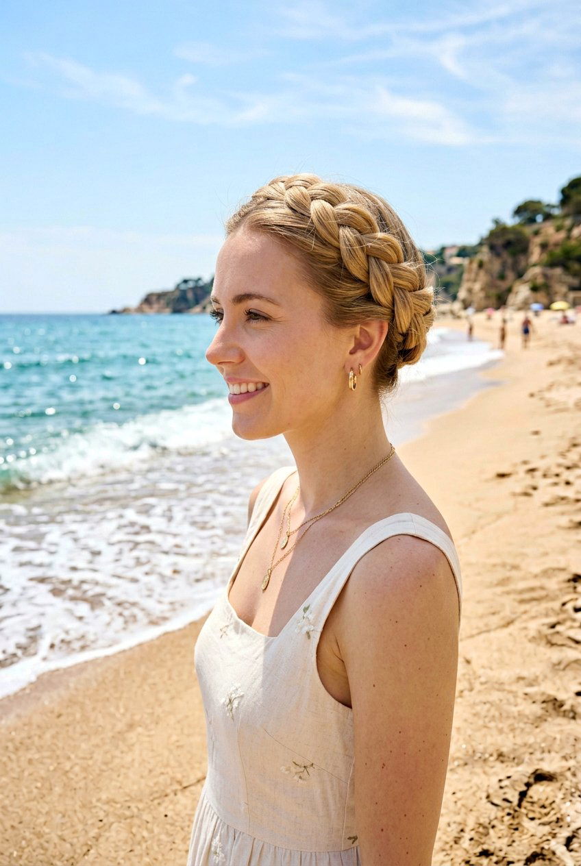 Crown Braid For Beach Vacation Hair - 20 beach braid hairstyles for vacation - 20 beach braid hairstyles for vacation