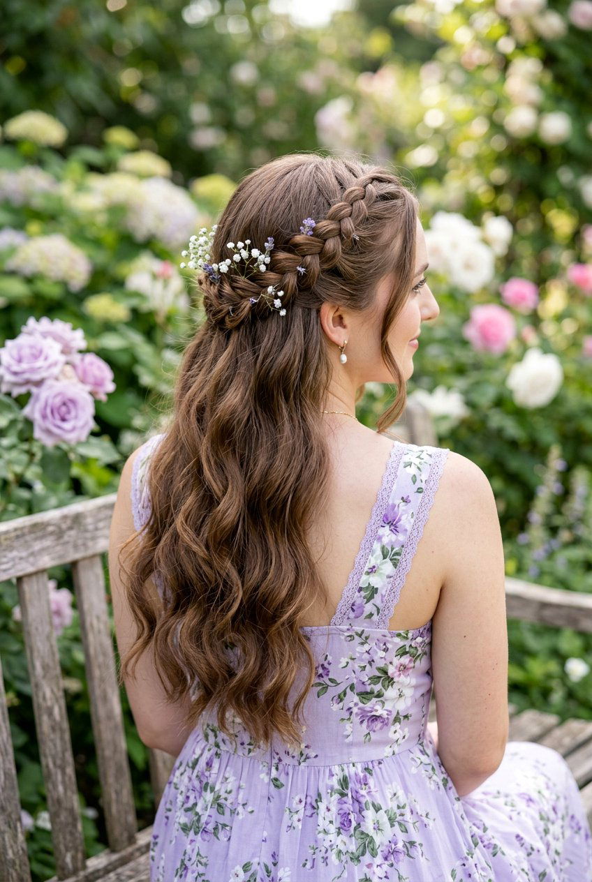 Crown Braid Half Up - 20 mother of the bride long hairstyles - 20 mother of the bride long hairstyles