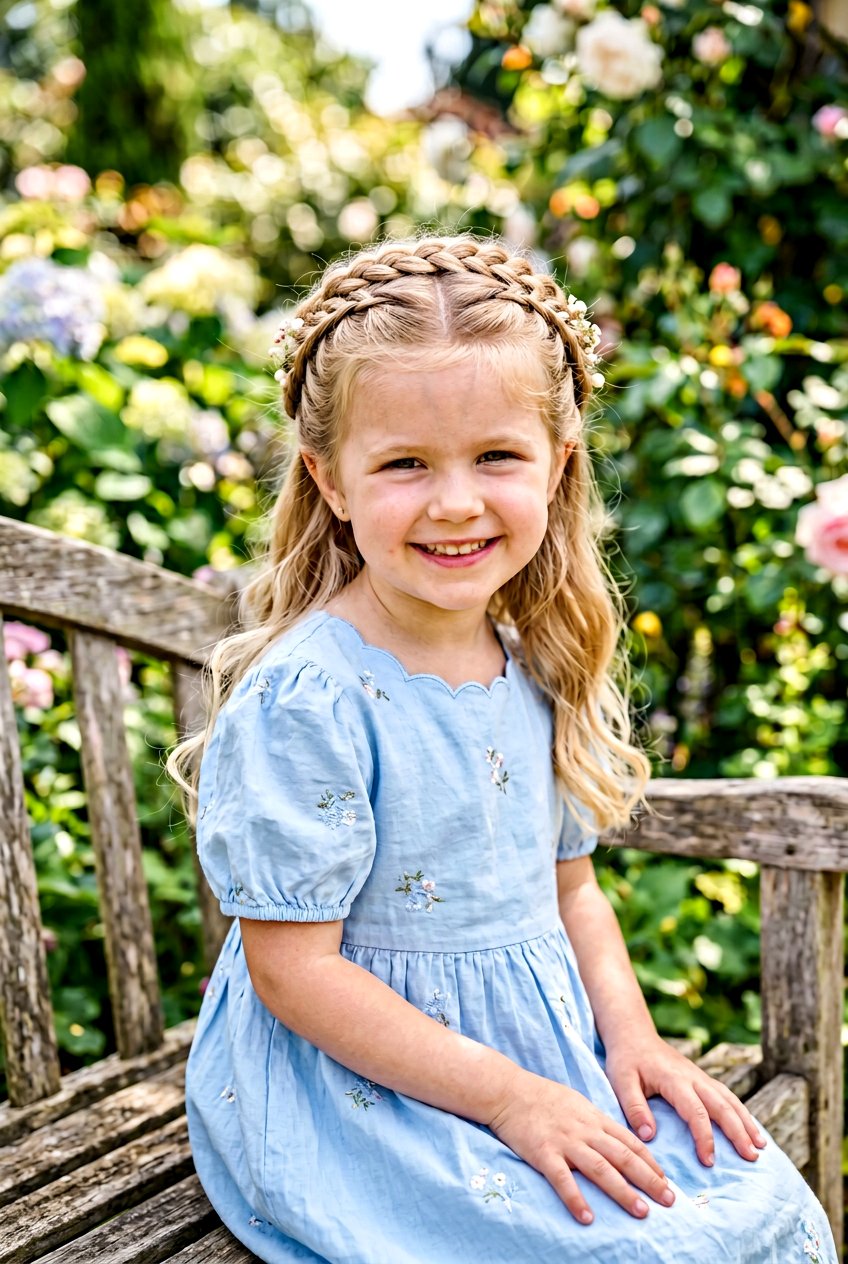 Crown Braid Half Up - 20 easy school hairstyle for preschool girls - 20 easy school hairstyle for preschool girls