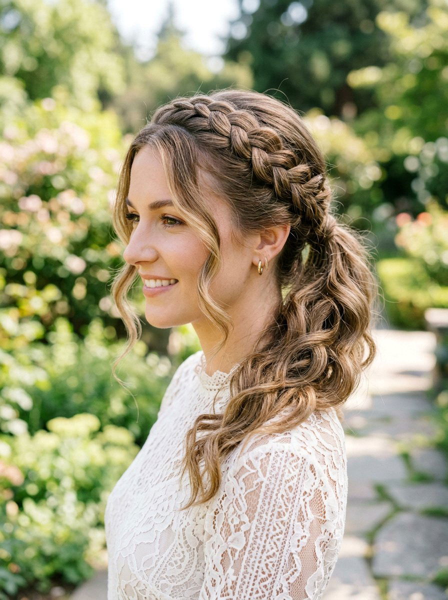 Crown Braid Ponytail - 20 overnight braided ponytail waves - 20 overnight braided ponytail waves