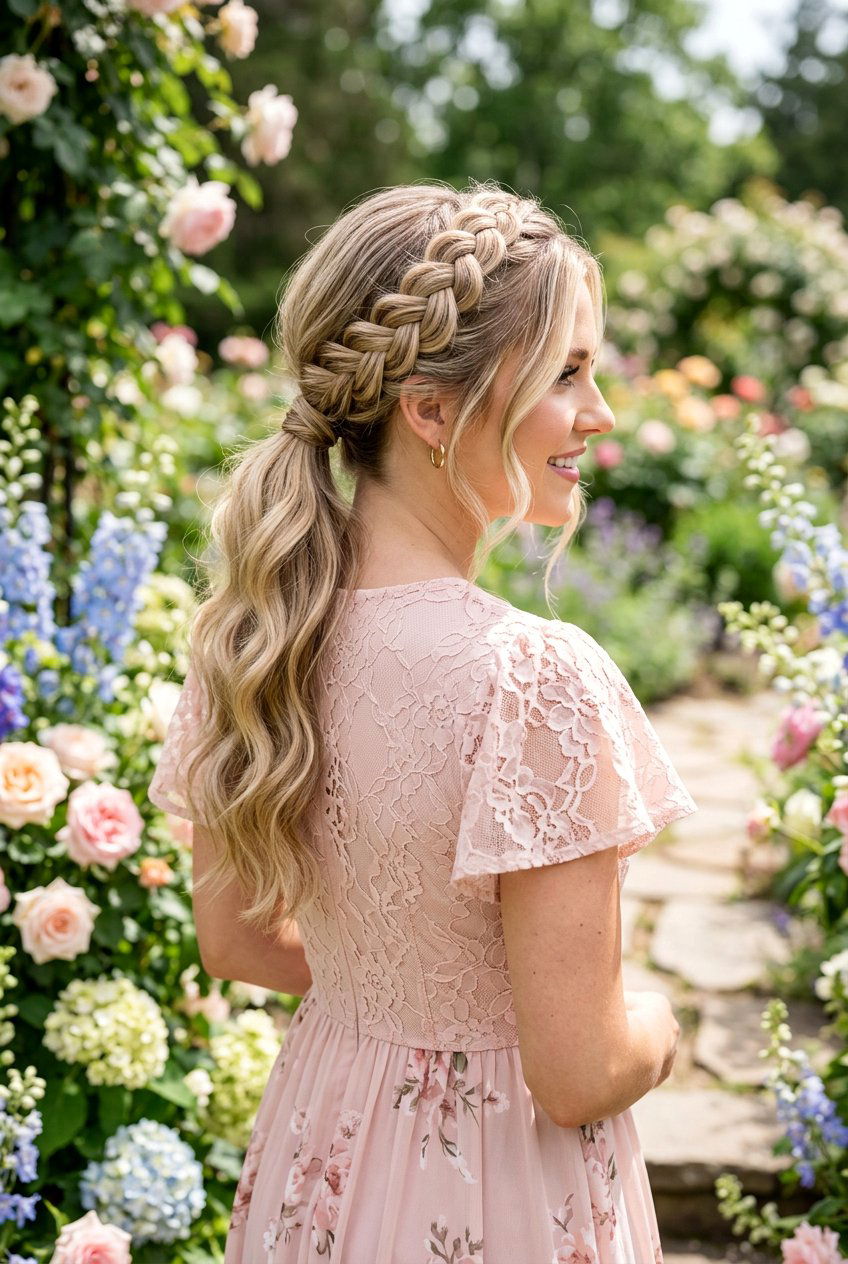 Crown Braid Ponytail Wedding Guest - 20 elegant wedding guest ponytail - 20 elegant wedding guest ponytail