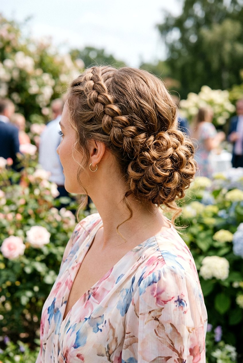 Crown Braid Soft Curls Updo - 20 soft curls updo hairstyle - 20 soft curls updo hairstyle