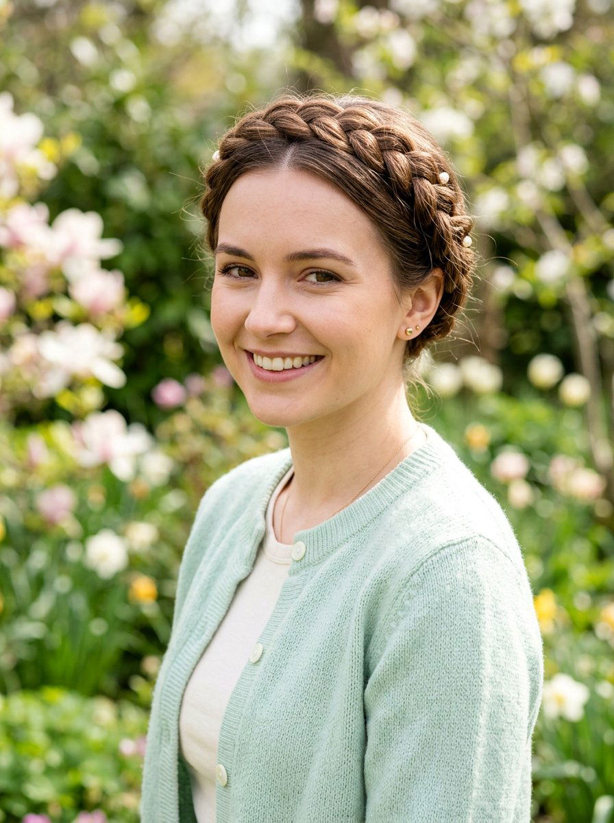 Crown Braid Updo - 20 office hairstyle for humid days - 20 office hairstyle for humid days