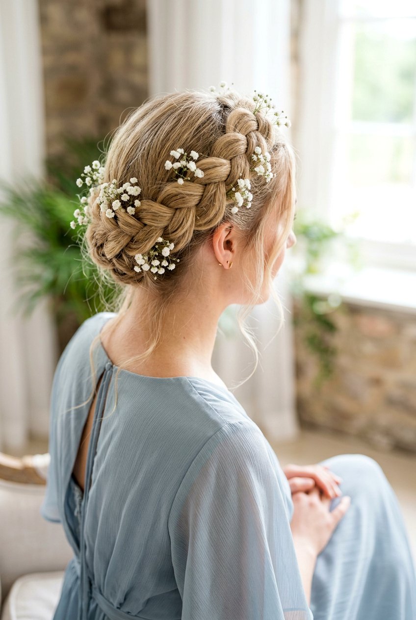 Crown Braid With Babys Breath - 20 homecoming hairstyle with braid crown - 20 homecoming hairstyle with braid crown
