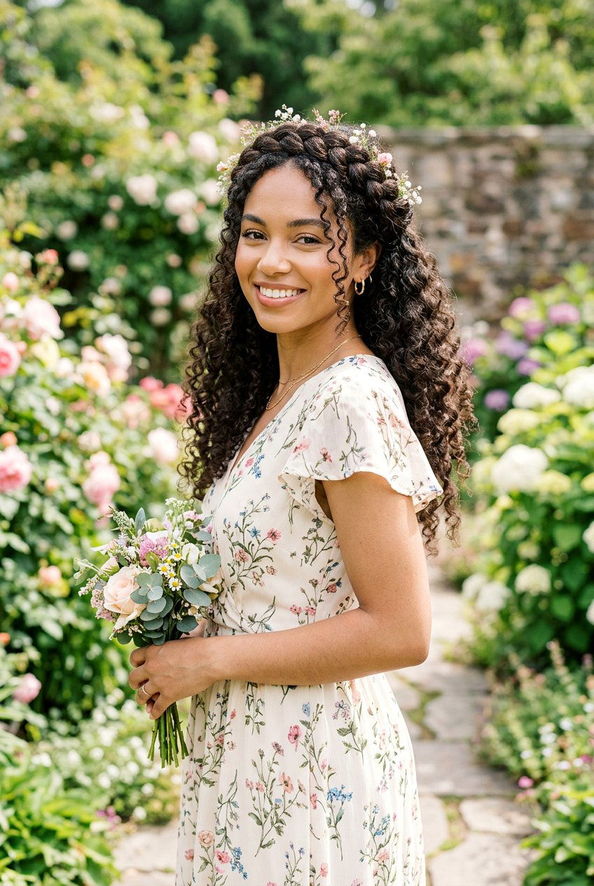 Crown Braid With Curly Hair - 20 birthday hairstyle for little girls with curls - 20 birthday hairstyle for little girls with curls