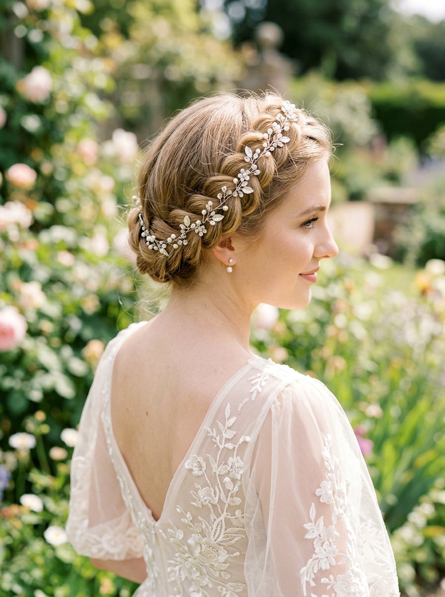 Crown Braid With Hair Vine - 20 wedding hairstyles with hair vines - 20 wedding hairstyles with hair vines