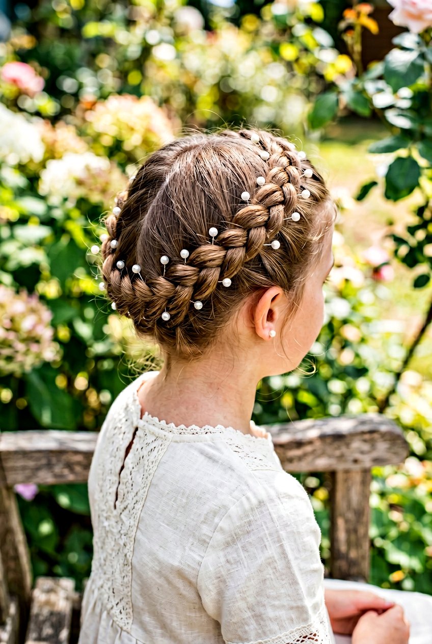 Crown Braid With Pearl Pins - 20 cute clip hairstyles for girls - 20 cute clip hairstyles for girls