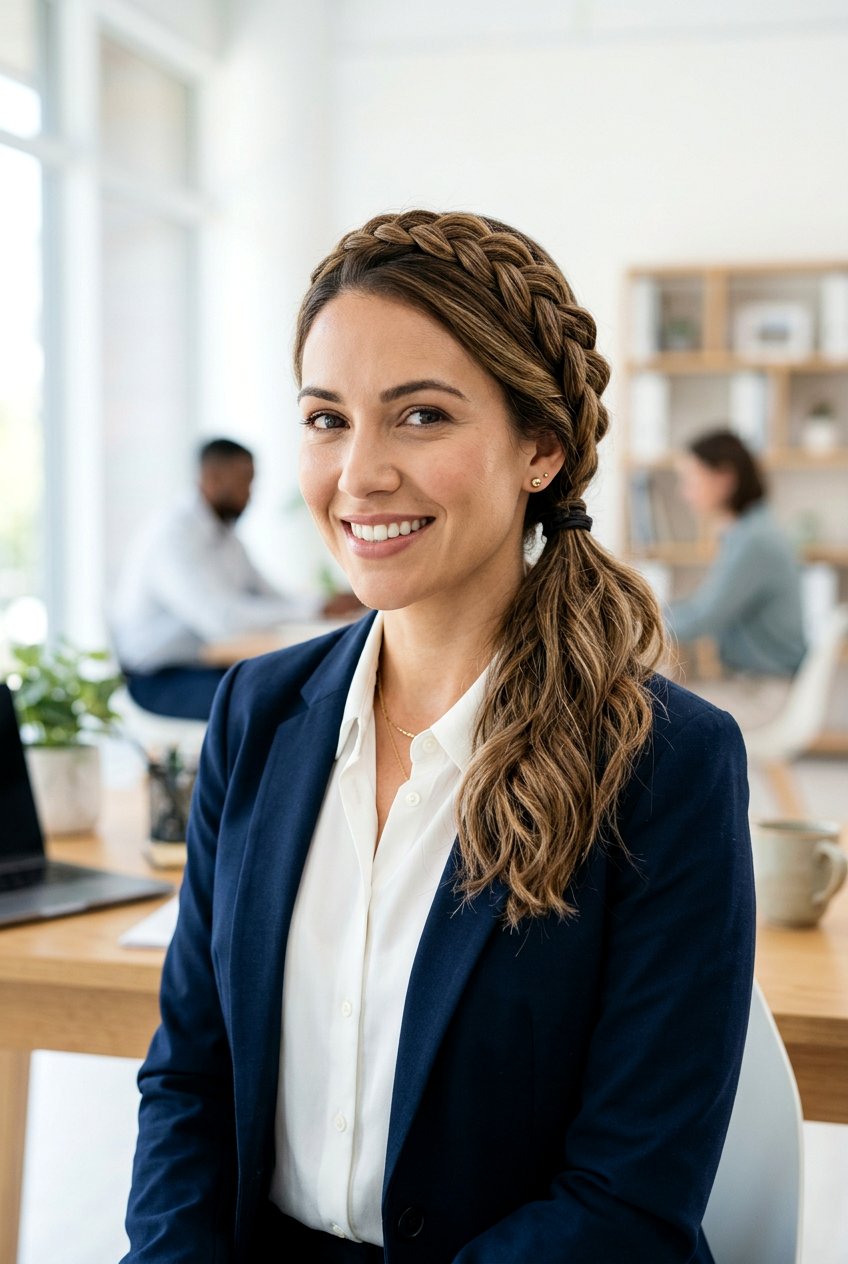 Crown Braided Low Ponytail With Subtle Waves - 20 braided low ponytail with waves - 20 braided low ponytail with waves