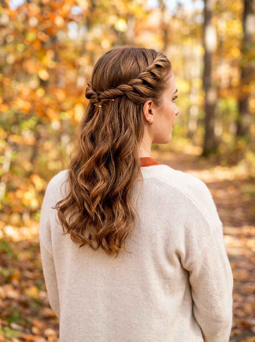 Crown Twist Half Up - 20 easy hairstyle for school run moms - 20 easy hairstyle for school run moms