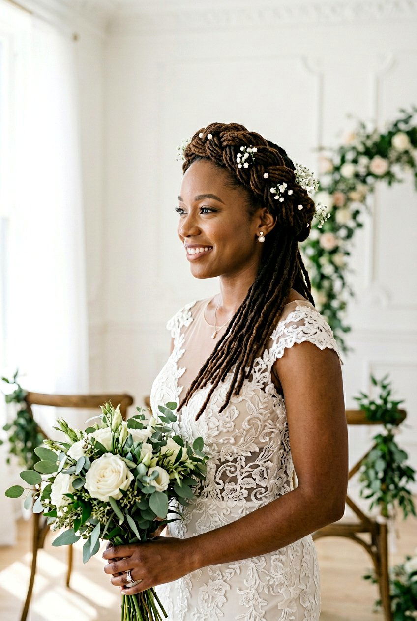 Crown braid for locs - 20 braided loc styles for women - 20 braided loc styles for women