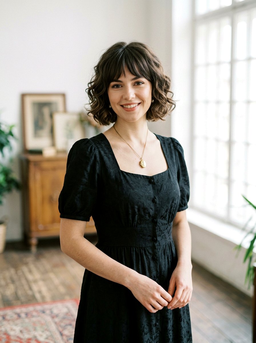 Curled Bob With Bangs - 20 soft goth haircut ideas - 20 soft goth haircut ideas