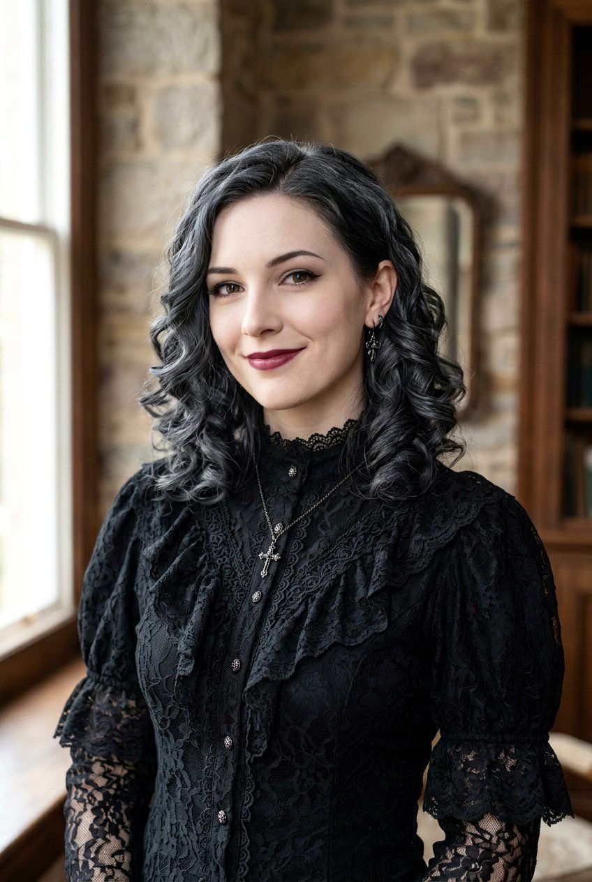 Curled Gothic Lob - 20 soft goth bob for women - 20 soft goth bob for women