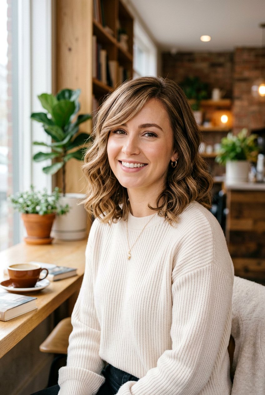 Curled Lob with Side Swept Bangs - 20 hairstyles for receding hairline women - 20 hairstyles for receding hairline women