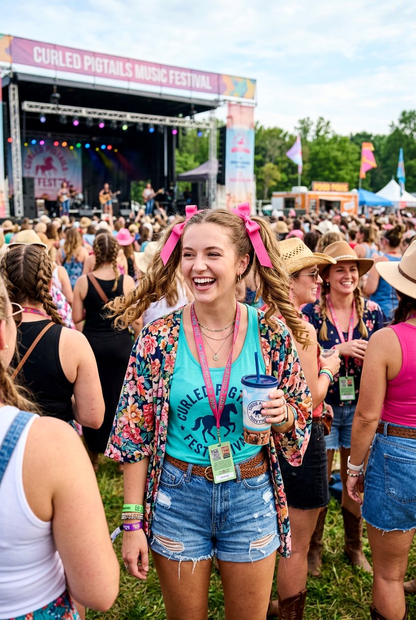 Curled Pigtails Country Music Festival - 20 country concert curls hairstyle - 20 country concert curls hairstyle