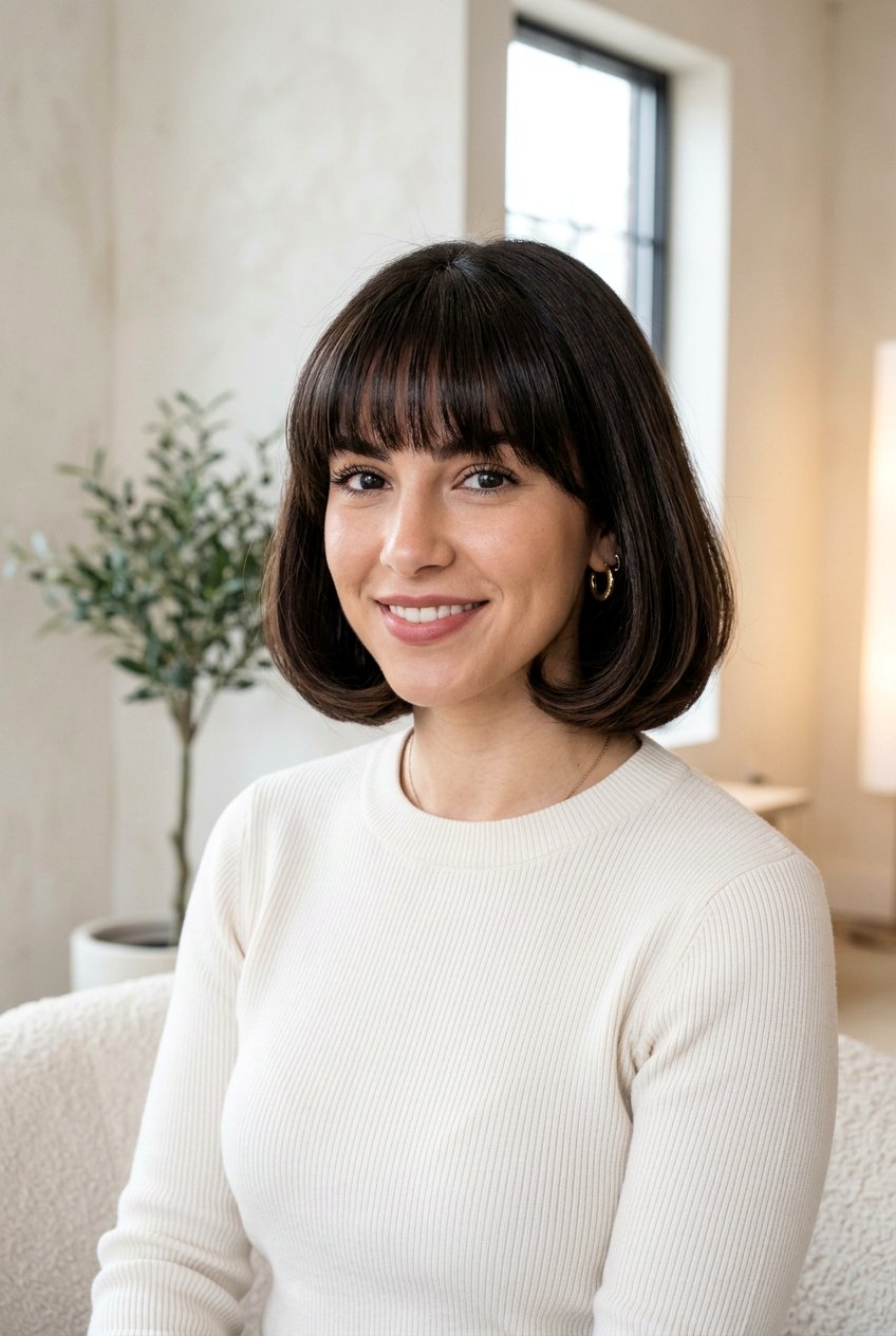 Curled Under Bob With Full Fringe - 20 curled under bob hairstyle - 20 curled under bob hairstyle