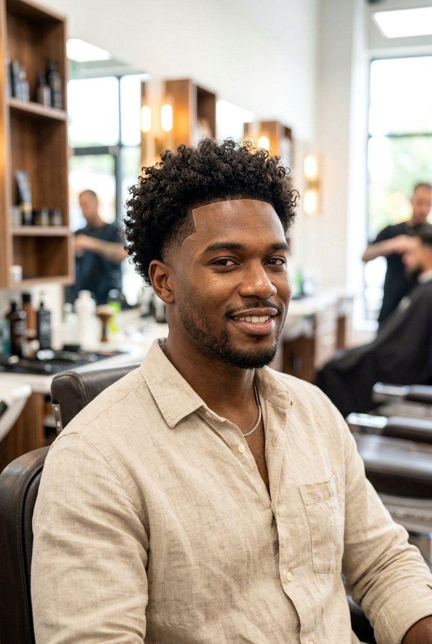 Curly Afro Taper Fade With Line Up - 20 afro taper with line up - 20 afro taper with line up