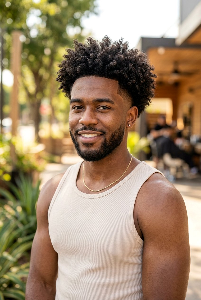 Curly Afro Taper Fade - 20 afro taper fade for black men - 20 afro taper fade for black men