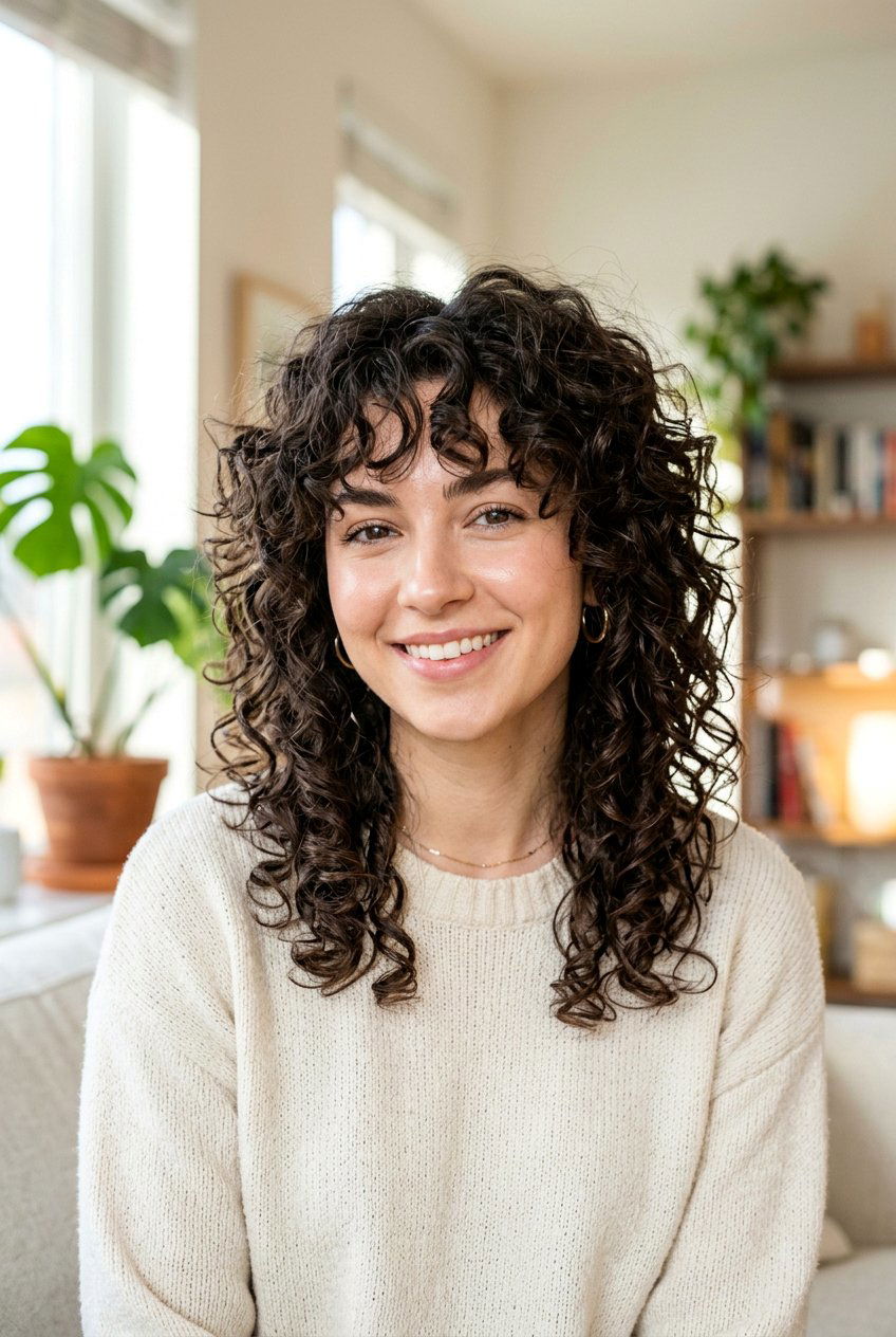 Curly Airy Wolf Cut With Curtain Bangs - 20 airy wolf cut with curtain bangs - 20 airy wolf cut with curtain bangs