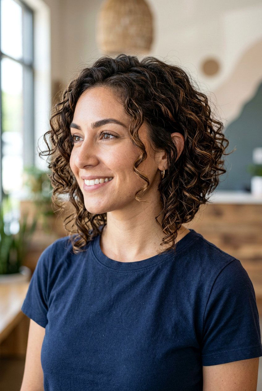 Curly Angled Lob Haircut - 20 curly lob haircut - 20 curly lob haircut