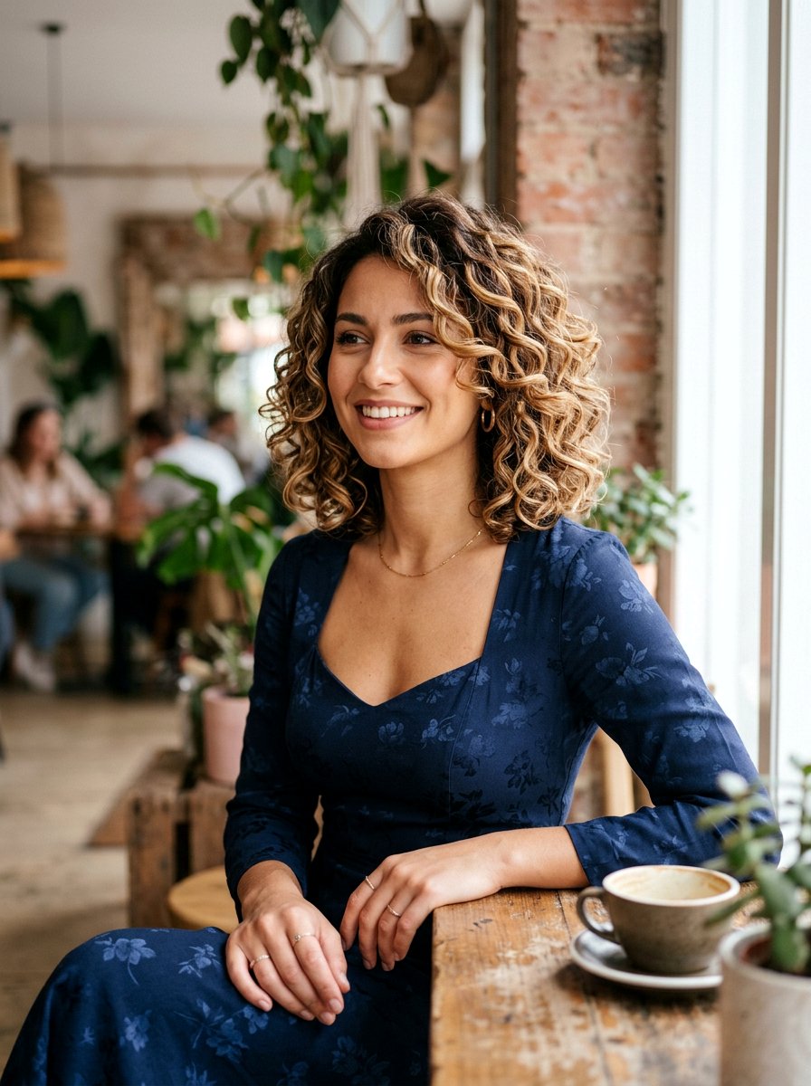 Curly Balayage Bob - 20 soft curls hairstyle for older women - 20 soft curls hairstyle for older women