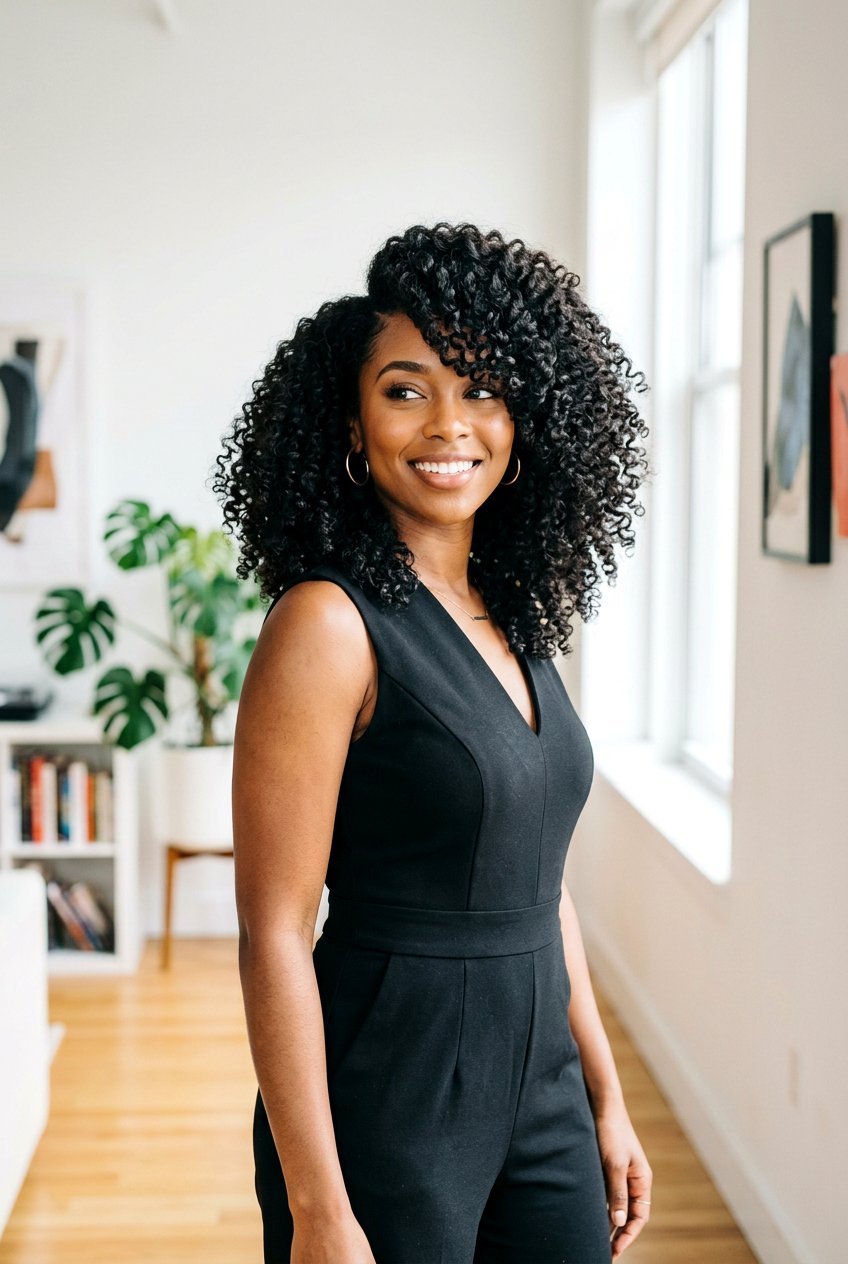 20 Stunning Curly Haircut With Side Bangs for a Fresh Look