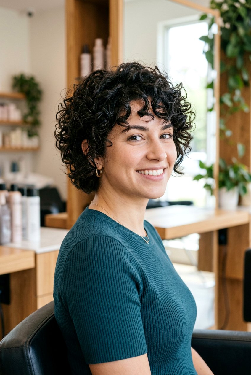 Curly Bixie Cut - 20 low maintenance haircuts for curly hair - 20 low maintenance haircuts for curly hair