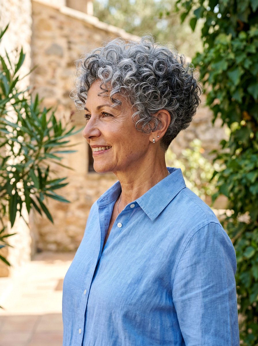 Curly Bixie With Nape Taper - 20 curly bixie haircut for older women - 20 curly bixie haircut for older women
