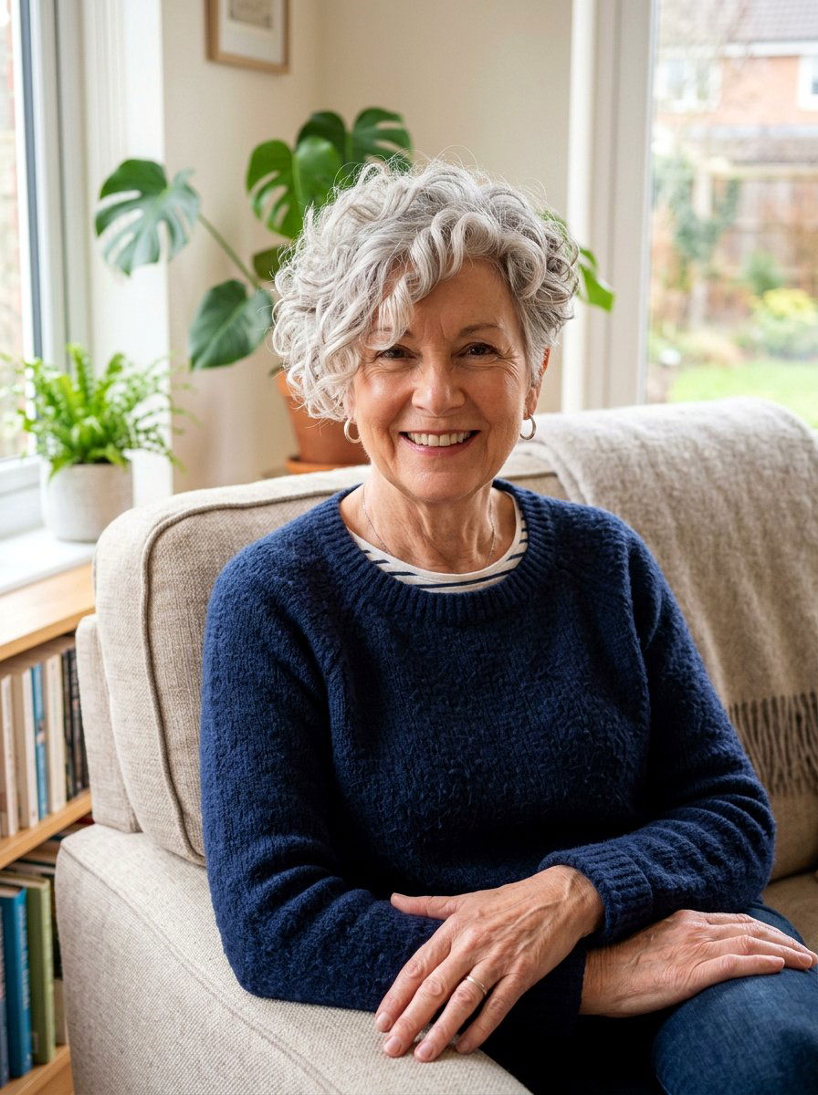 Curly Bixie With Side Swept Bangs - 20 curly bixie haircut for older women - 20 curly bixie haircut for older women