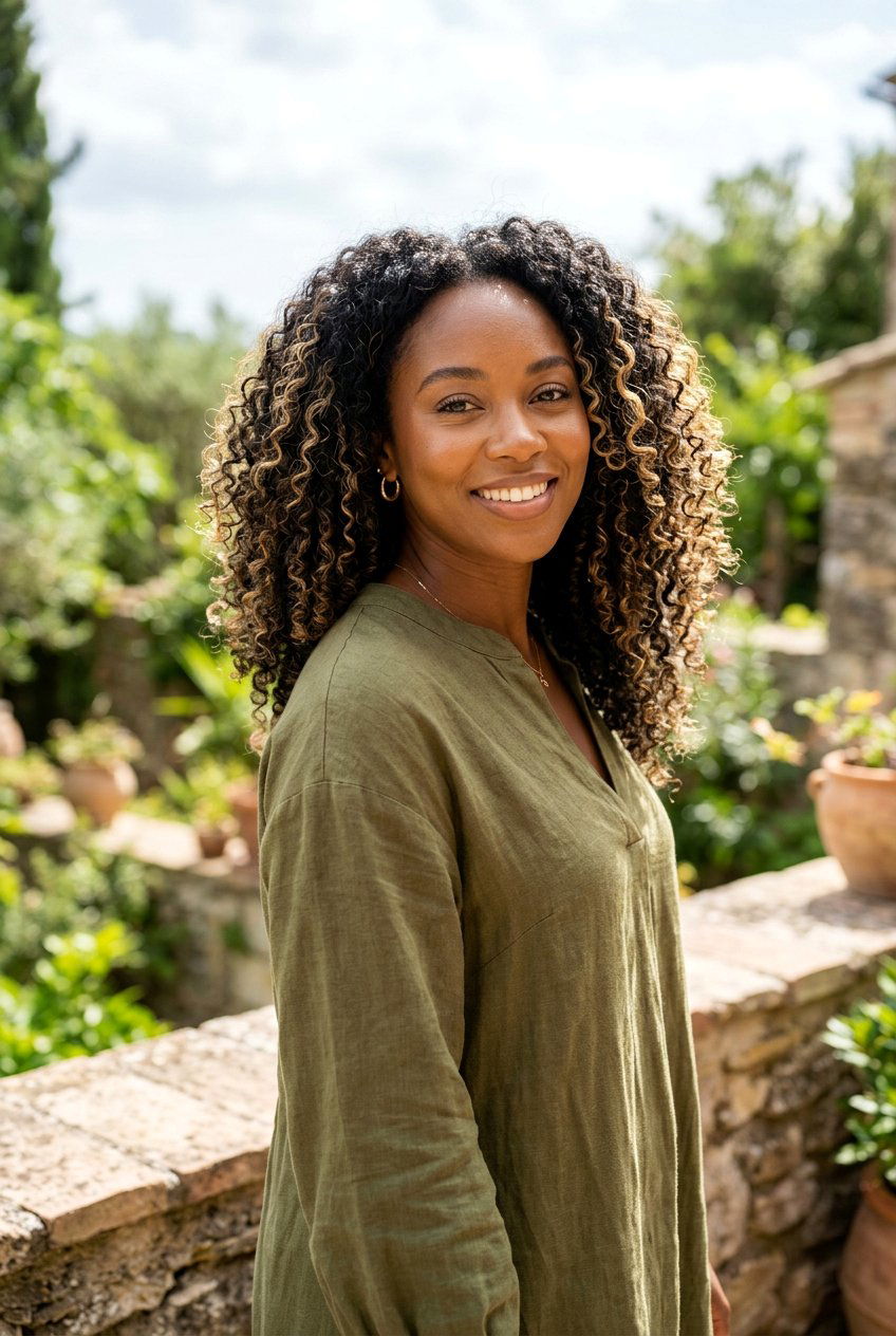 Curly Black Hair With Honey Babylights - 20 black hair with honey babylights - 20 black hair with honey babylights