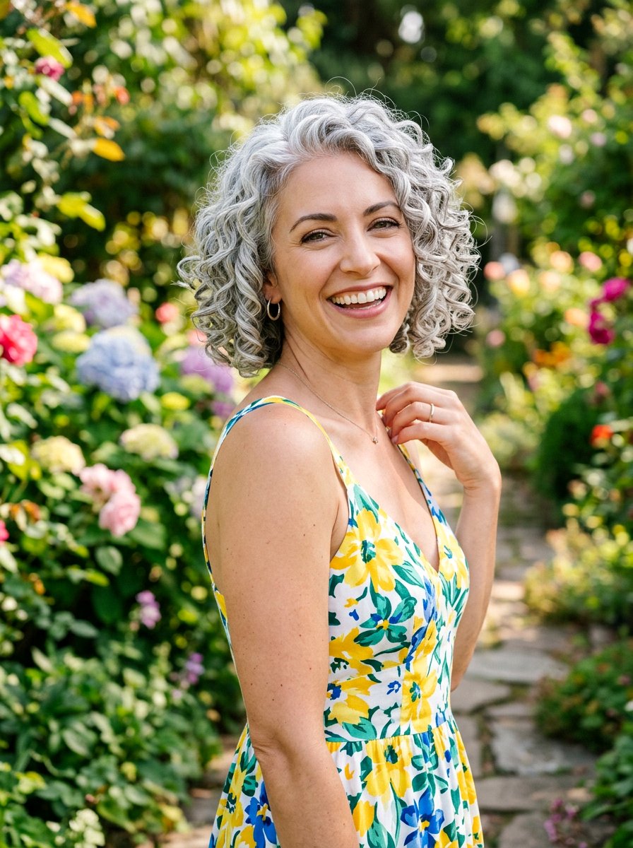 Curly Bob Haircut - 20 polished haircut for naturally gray hair - 20 polished haircut for naturally gray hair