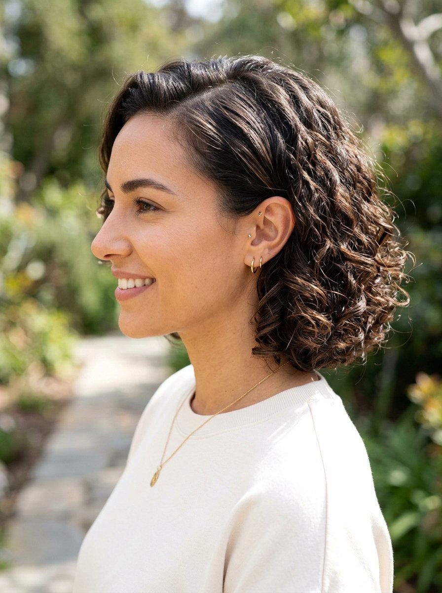 Curly Bob Tucked Behind Ears - 20 easy hairstyle for curly bob women - 20 easy hairstyle for curly bob women