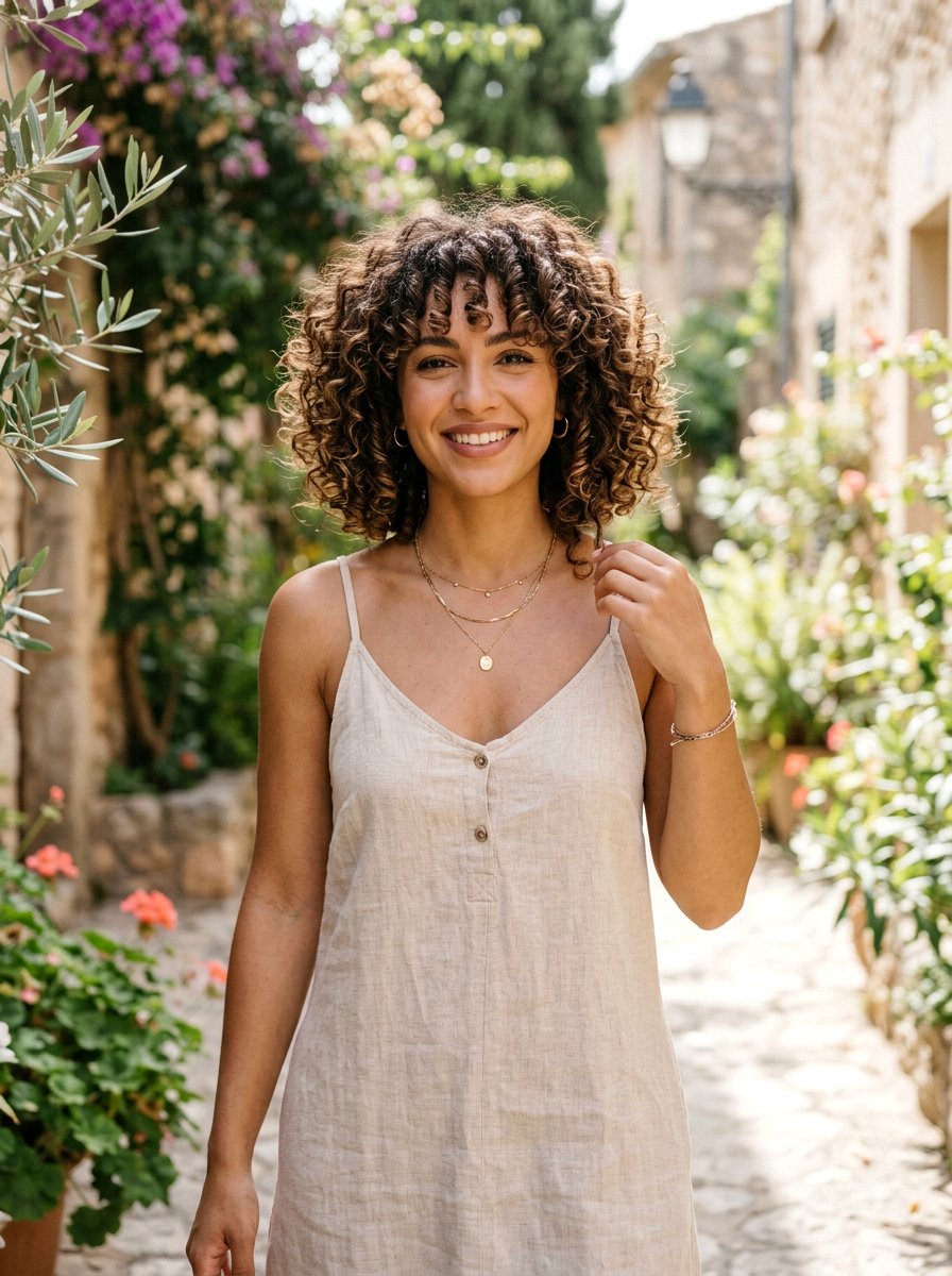 Curly Bob With Bangs - 20 short natural haircut for thick hair - 20 short natural haircut for thick hair