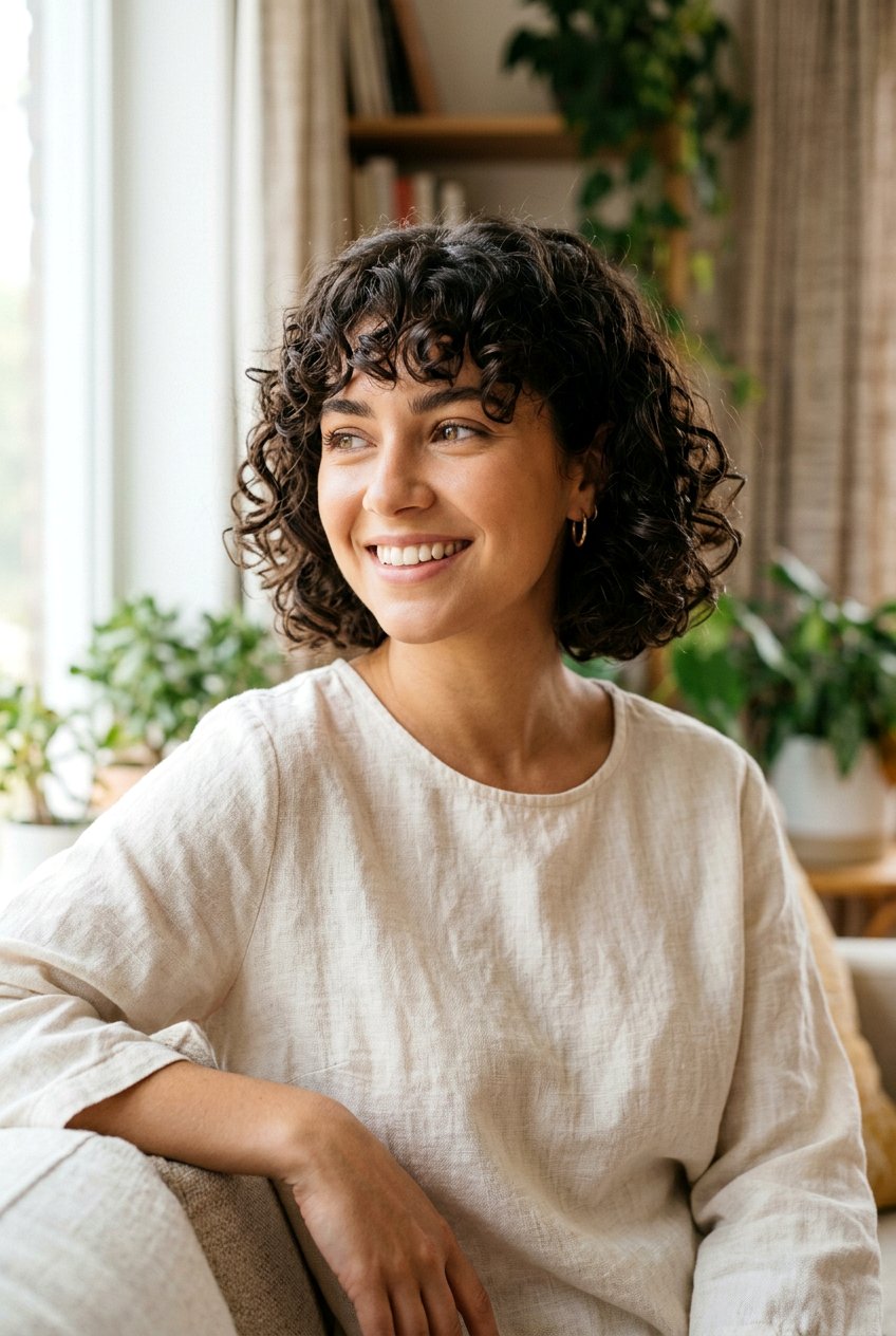 Curly Bob With Bangs - 20 best haircut for natural curly hair - 20 best haircut for natural curly hair